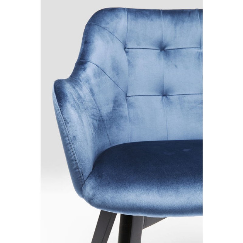 Chair with Armrest Black Lady Velvet Blue